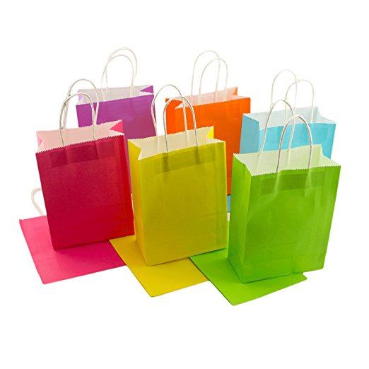 Kraft Paper Bags Gift Bags SMALL Colorful Solid Matte Colors Party